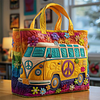 Vibrant Hippie Van Quited Tote Bag by Inlyline