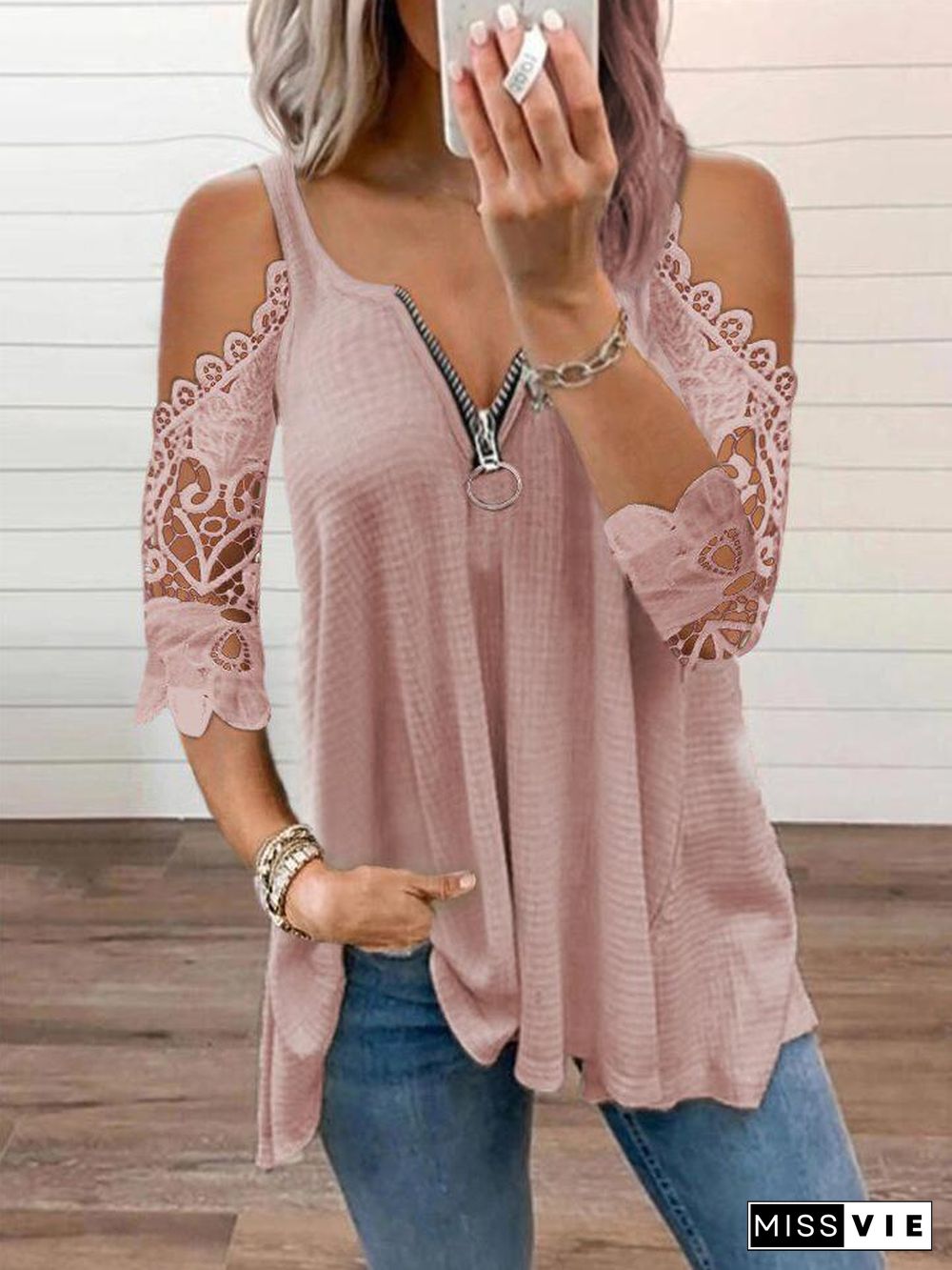 Women's V-neck Half Sleeve Tops