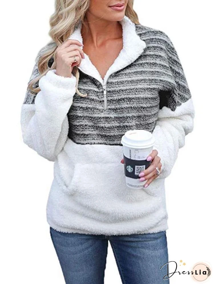 Women V Neck Zipper Coat