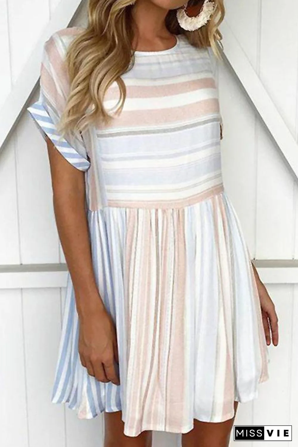 KarliDress Baby Blue Stripe Mini Dress P12415