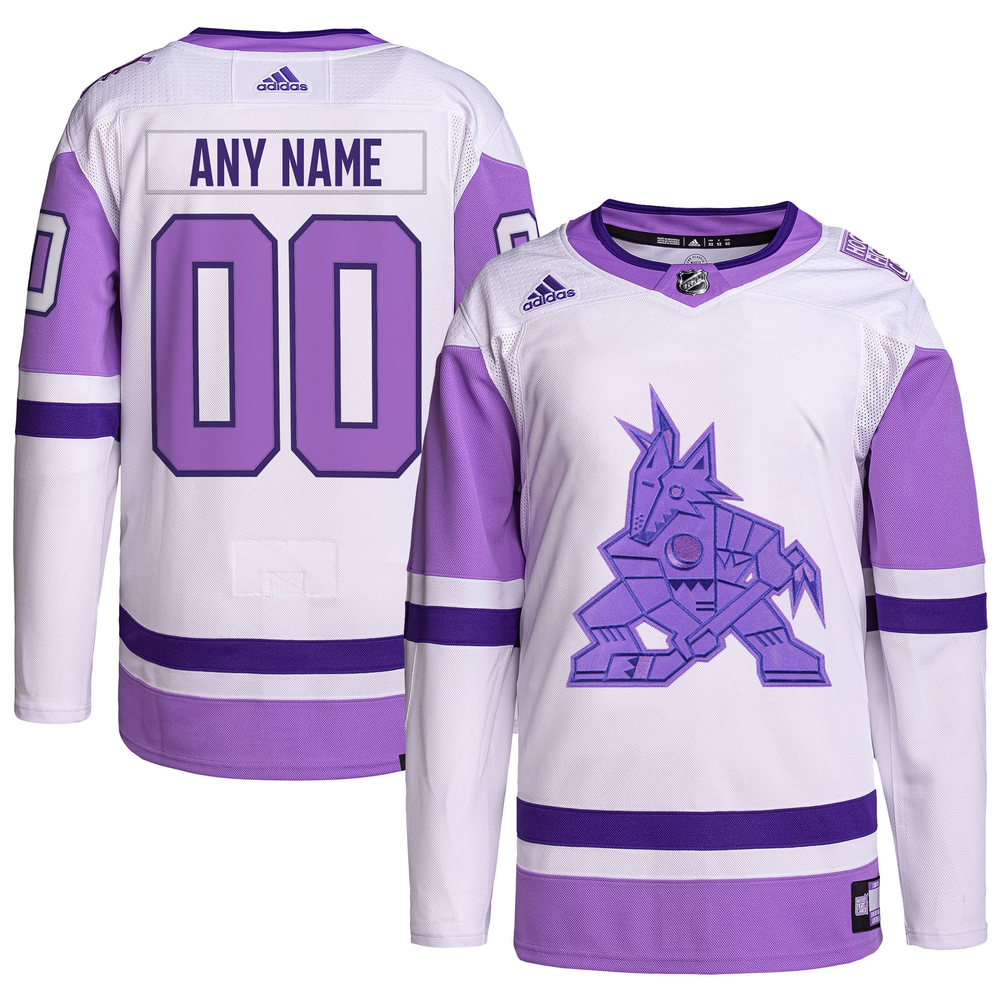 Arizona Coyotes  Hockey Fights Cancer Primegreen  Custom Jersey – White/Purple mysite