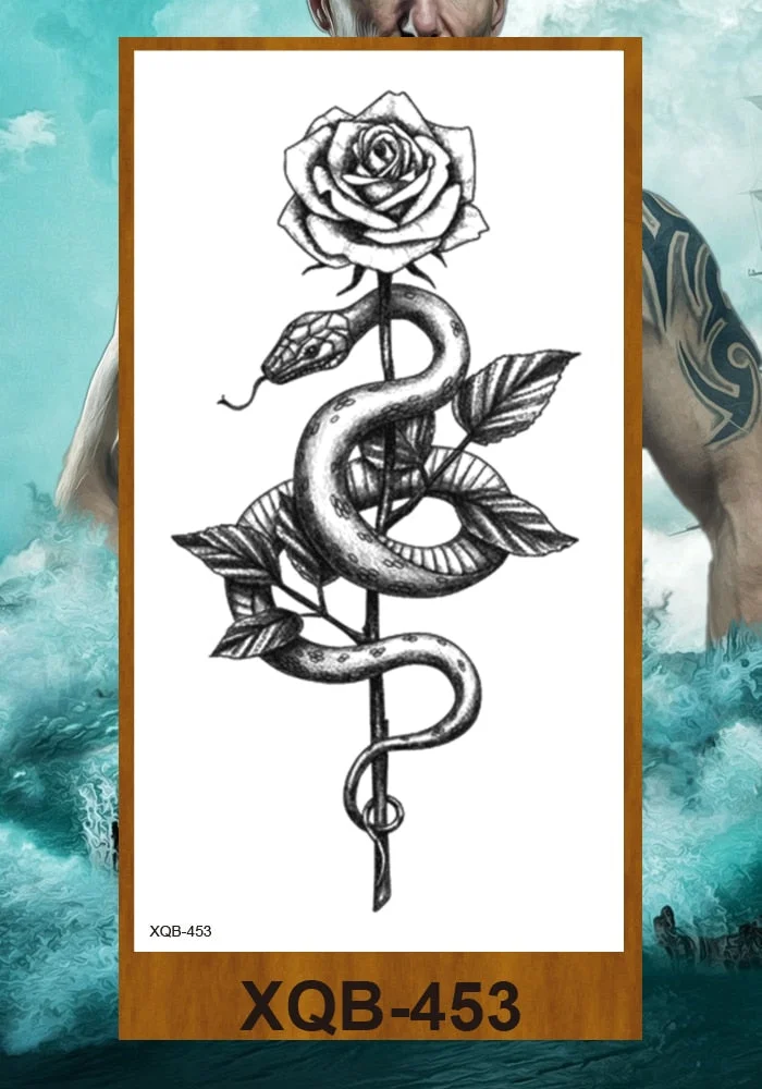 Temporary Tattoos Stickers Dragon Snake Tiger Totem Pterosaur Demon Beast Men Women Adult Girl Flower Arm Chest Fake Tatoo DIY