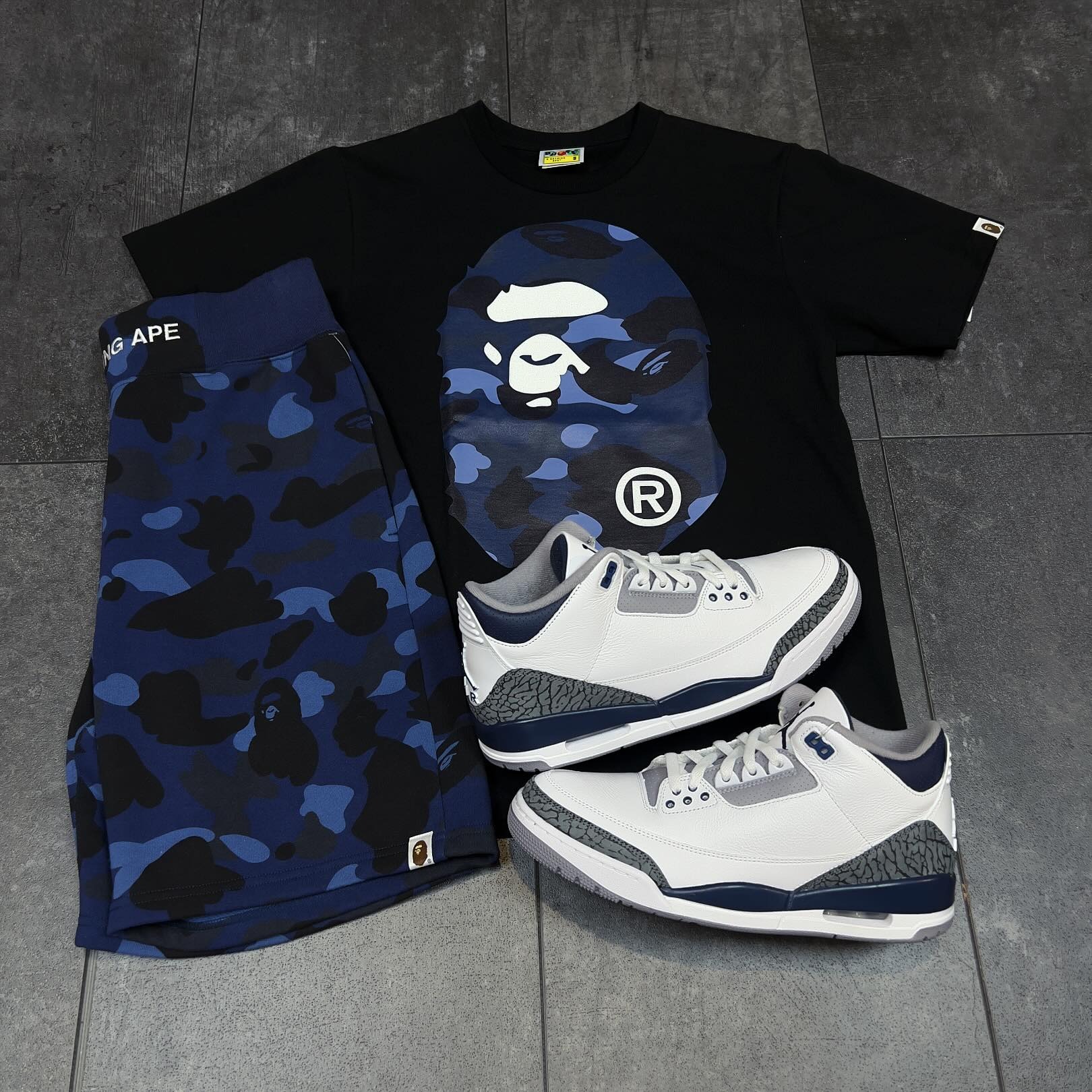 Bape Fashion Camouflage Stitching T-Shirt And Shorts Co-Ord