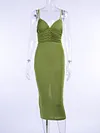 Spaghetti-Neck V-Neck Sexy Slim Backless Midi Dress