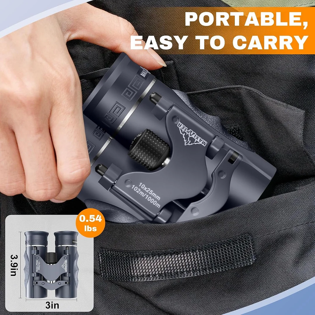 10x25 HD Binoculars for Adults Kids, Compact Binoculars with Case for Outdoor Sports, Hunting, Travel, Concerts, Bird Watching