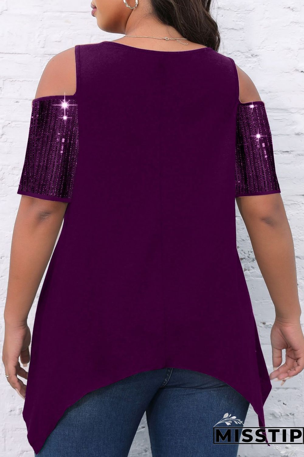 Black Casual Solid Hollowed Out Patchwork O Neck Plus Size Tops