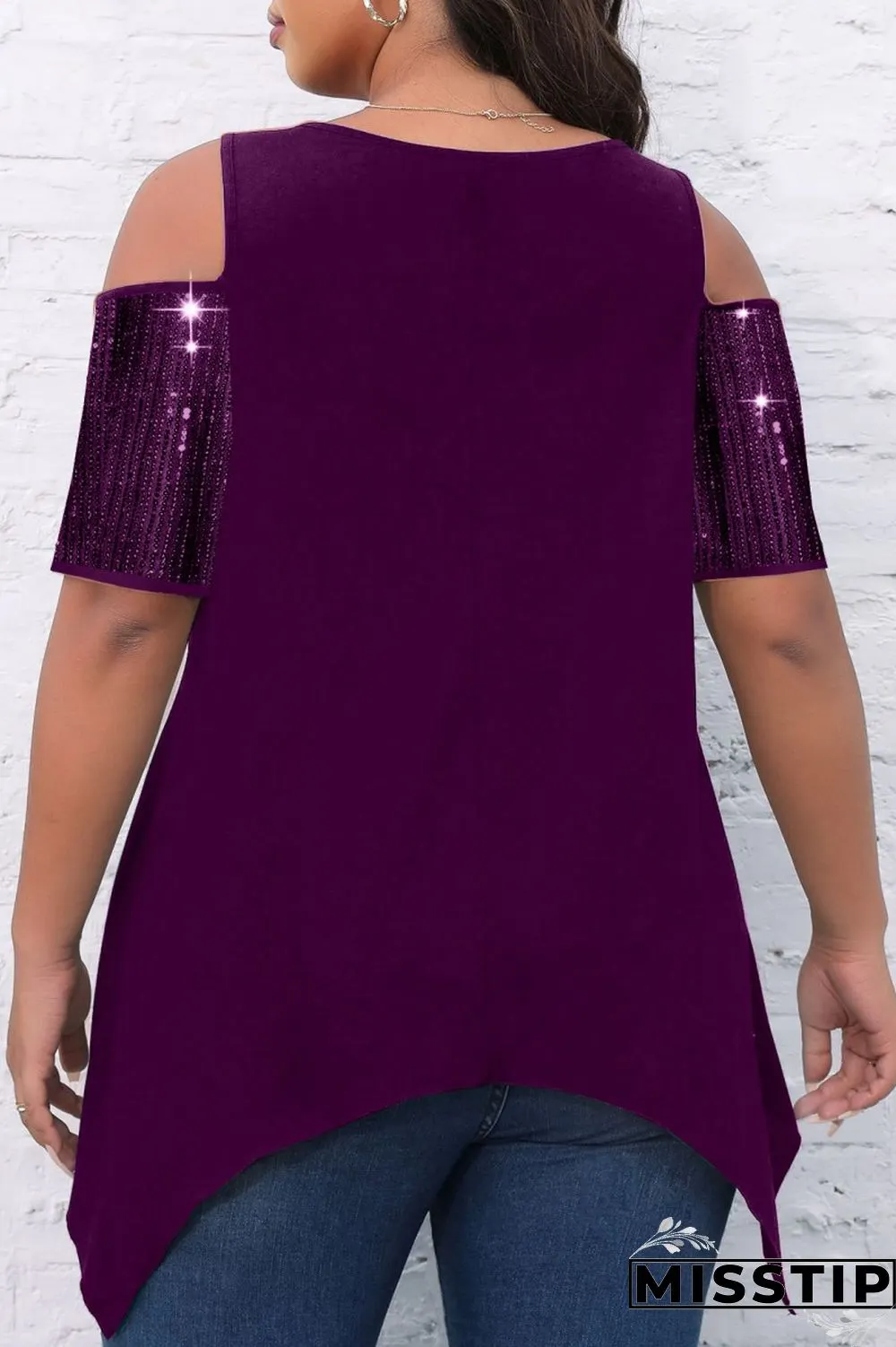 Black Casual Solid Hollowed Out Patchwork O Neck Plus Size Tops
