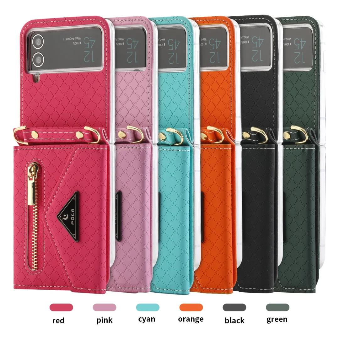 Applicable To For Samsung ZFlip3/ZFlip4 Fold-Screen Card Leather Phone Case