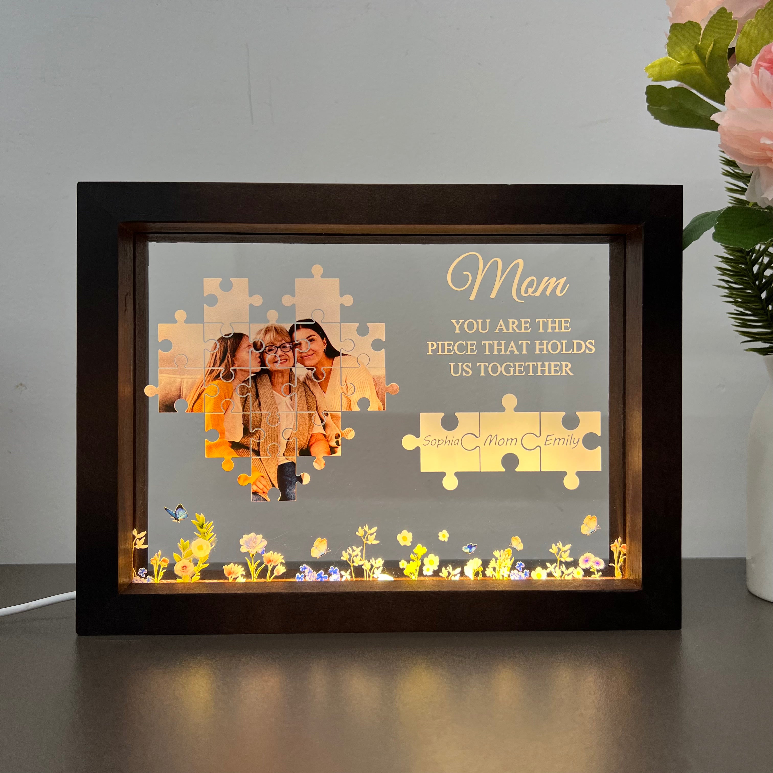 Loveyoufancy Mom You Are The Piece That Holds Us Together Light Frame Personalized Gift
