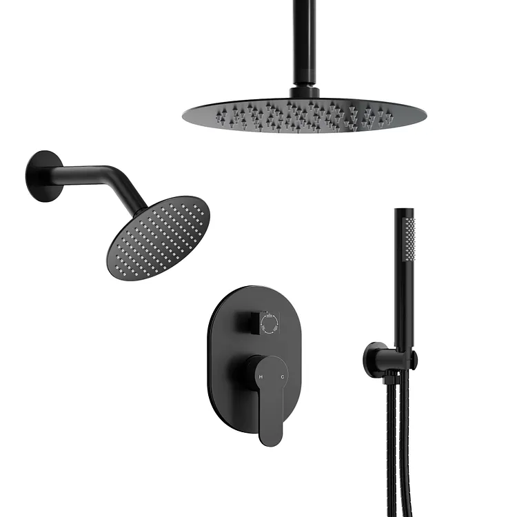 EVERSTEIN 10" Rainfall Shower System with Handheld in Brushed Nickel