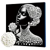 DIY Pearl Painting Rose Woman for Home Wall Decor with Frame(25x25cm)