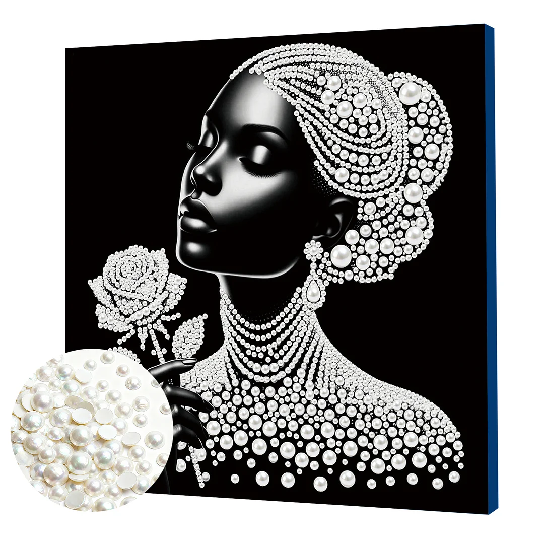 Rose Girl - DIY Pearl Diamond Art Kit With Frame 25*25cm