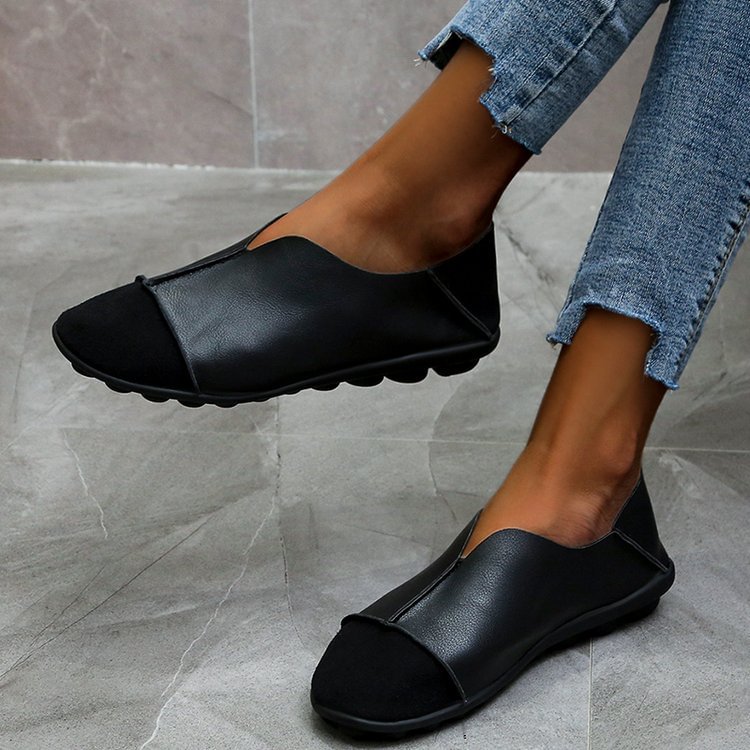 Canrulo Women 2021 Leather Shoes Moccasins Mother Loafers Soft Flats Casual Female Driving Ballet Footwear Comfortable Round Head Autumn