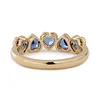 14K Gold Heart Shaped Lab Gems Bezel Half Eternity Ring