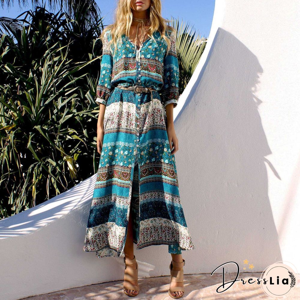 Hippie Gypsy Boho Long Beach Dress Maxi Cover Ups Beachwear