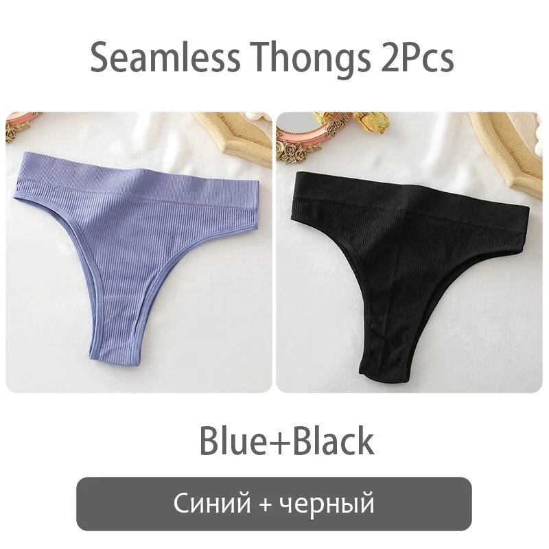 FINETOO Women Thong Panties Sexy Underwear Low Waist G-String Female Underpants Girls Thongs Solid T-back Seamless Lingerie S-XL