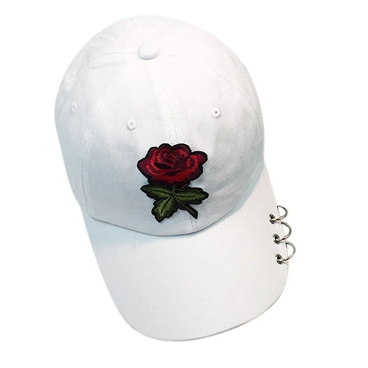 Fashion Summer Women Men Cap Rings Embroidery Rose Baseball Cap Unisex Snapback Hip Hop Baseball Flat Hats gravity fall