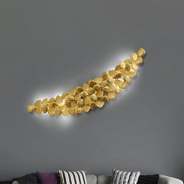 Golden 6 Bulbs Wall Sconce Lamp Modern Style Aluminum Leaf Design Wall Lighting for Living Room
