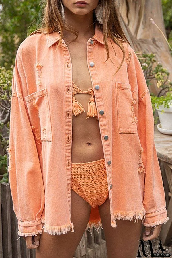 MidiSono - COTTON BLEND CONTRAST PLAID SHACKET