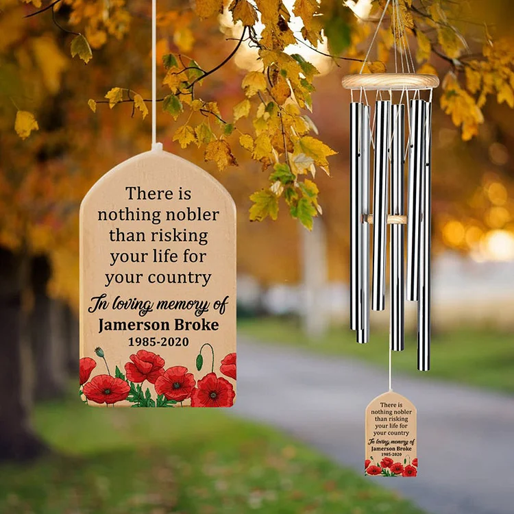 Personalized In Memory Of Veteran Wind Chimes Memorial Gifts