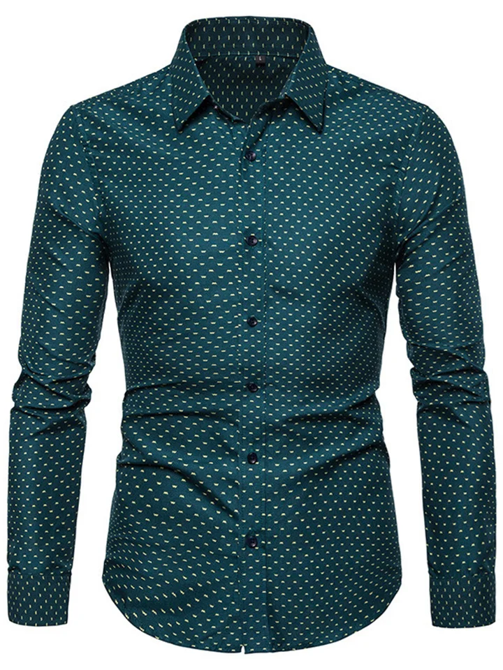 Men's Slim Floral Long Sleeve Shirt Fashion Business Casual Shirt-Cosfine