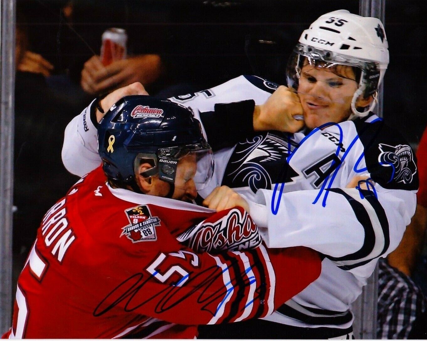 MICHAEL MCCARRON & SAMUEL MORIN autographed Memorial Cup 8X10 fight