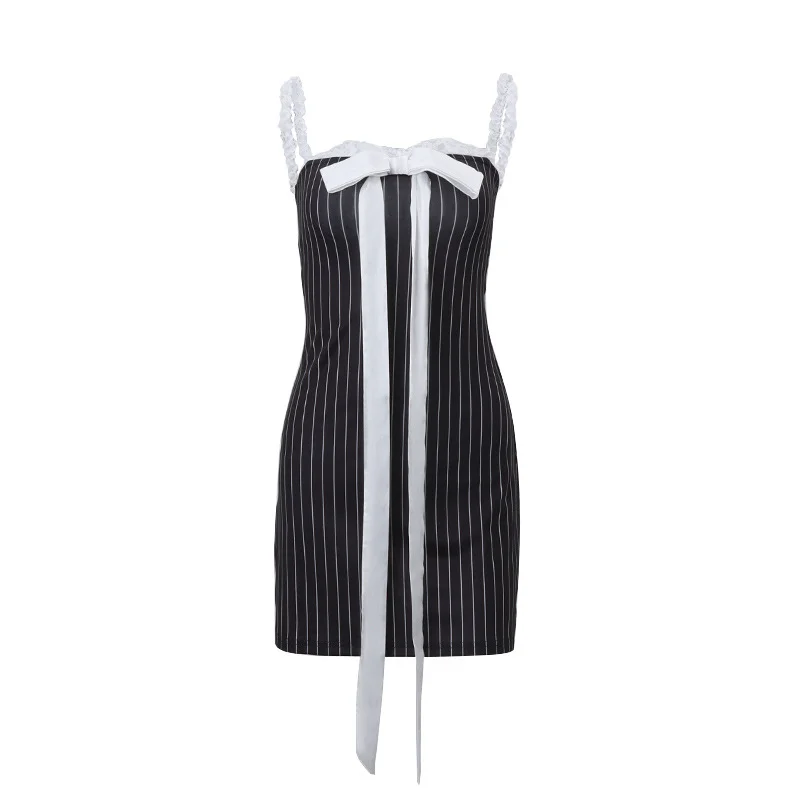 Pongl Pongl Summer New Women's French Pure Desire Sexy One-Word Shoulder Lace Stitching Strapless Dress