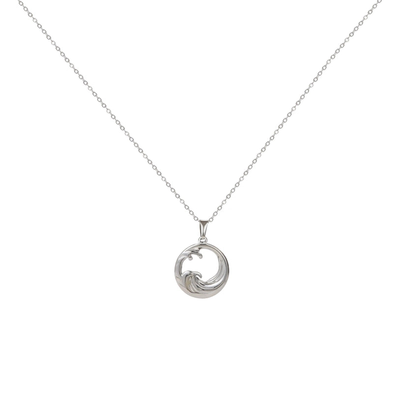 Casual Hawaiian Sea Wave 201 Stainless Steel 304 Stainless Steel 18K Gold Plated Hollow Out Pendant Necklace