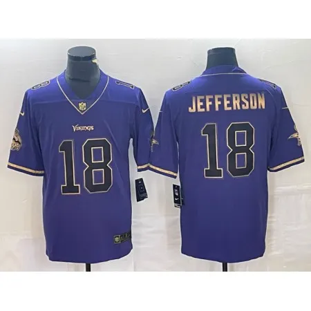 Men's Minnesota Vikings #18 Justin Jefferson Purple Gold Stitched Jersey