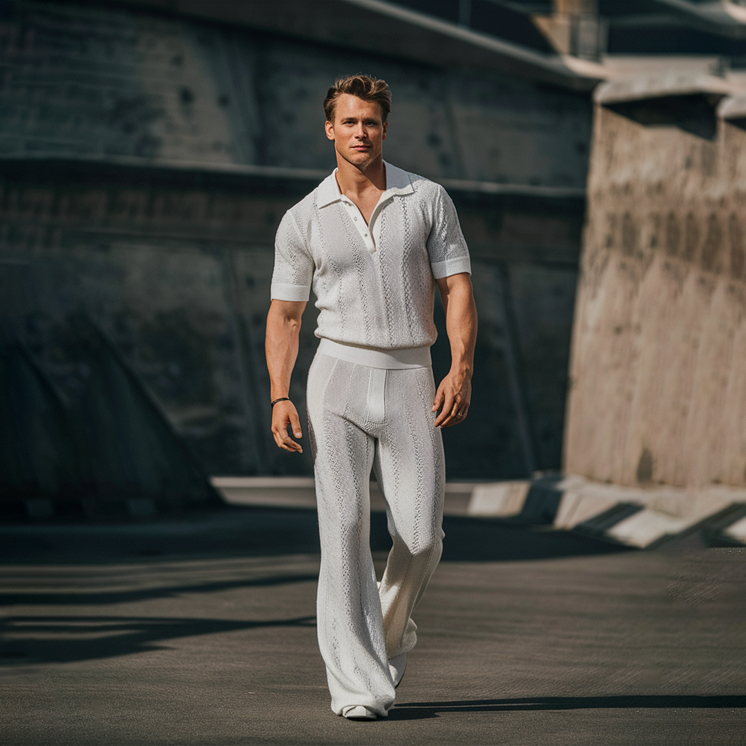 Men's Polo Collar Knitted Suit-inspireuse