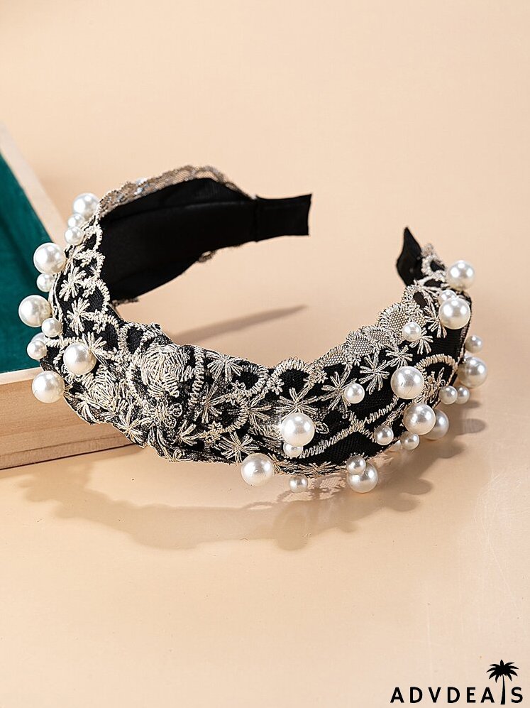 Faux Pearl Knot Design Hair Hoop