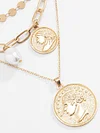 Retro Portrait Embossed Pendant Multilayer Necklace