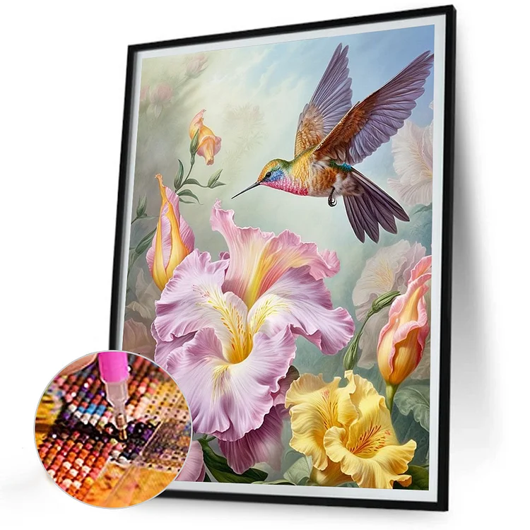 Stained Glass Hummingbird-Full Round Diamond Painting-30*30CM