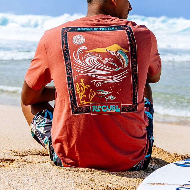 Unisex T-Shirt Surf Sea Fish Print Beach Daily Crew Neck Short Sleeve Tops / [blueesa] /