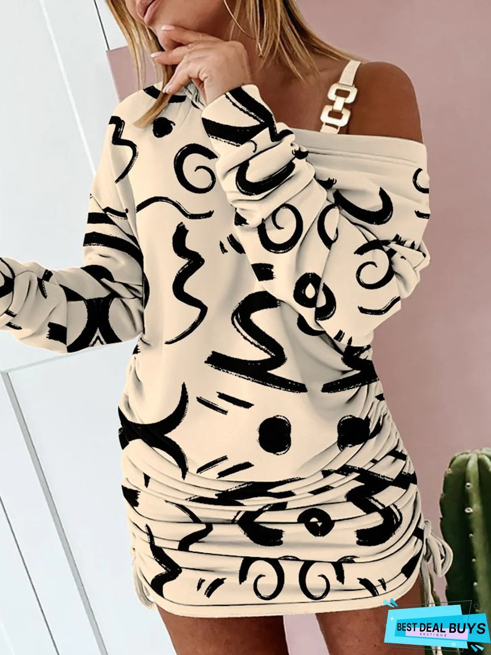 Abstract Jersey Loose Dress