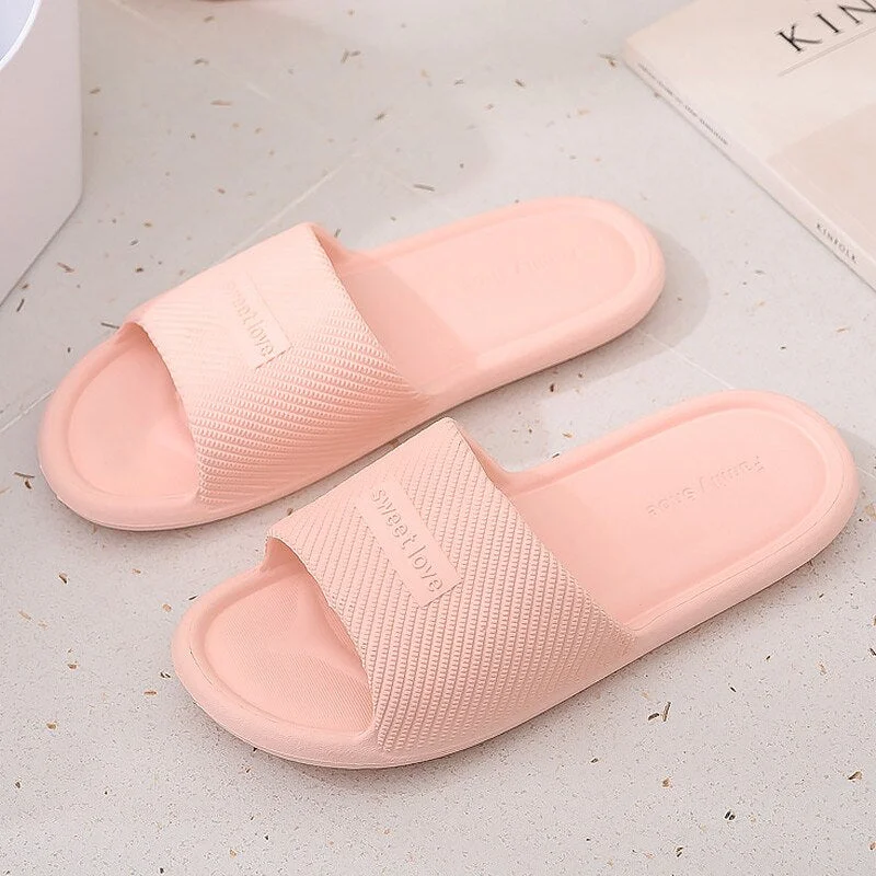 Indoor Slippers Women Concise Non-Slip Bath Slides Couple Men Summer Home Slippers Solid Color Casual Shoes Woman