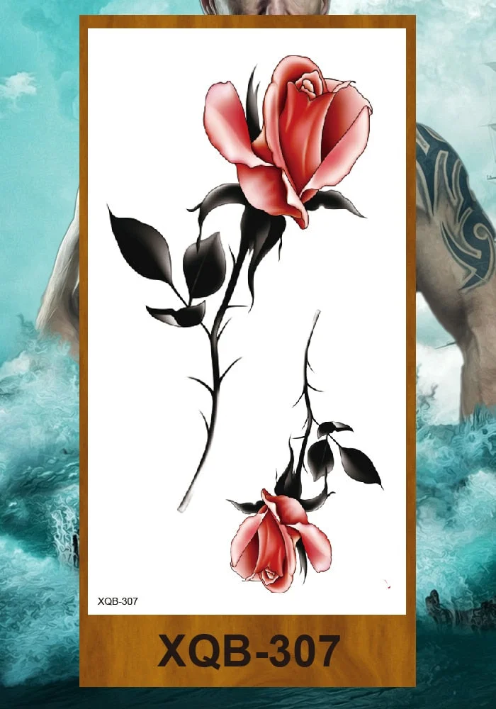 Temporary Tattoo Stickers Women Girl Arm Buttocks Chest Art Fake Tatoo Flowers Chain Body Makeup Waterproof Lily Chrysanthemum