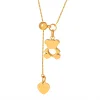 Cute Bear Heart Pendant Golden Necklace