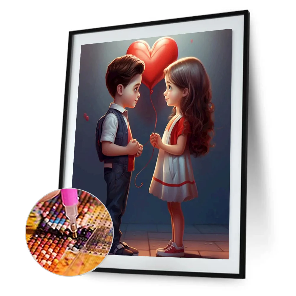 Diamond Painting - Full Round Drill - Kid Sweet Couple(Canvas|30*40cm)