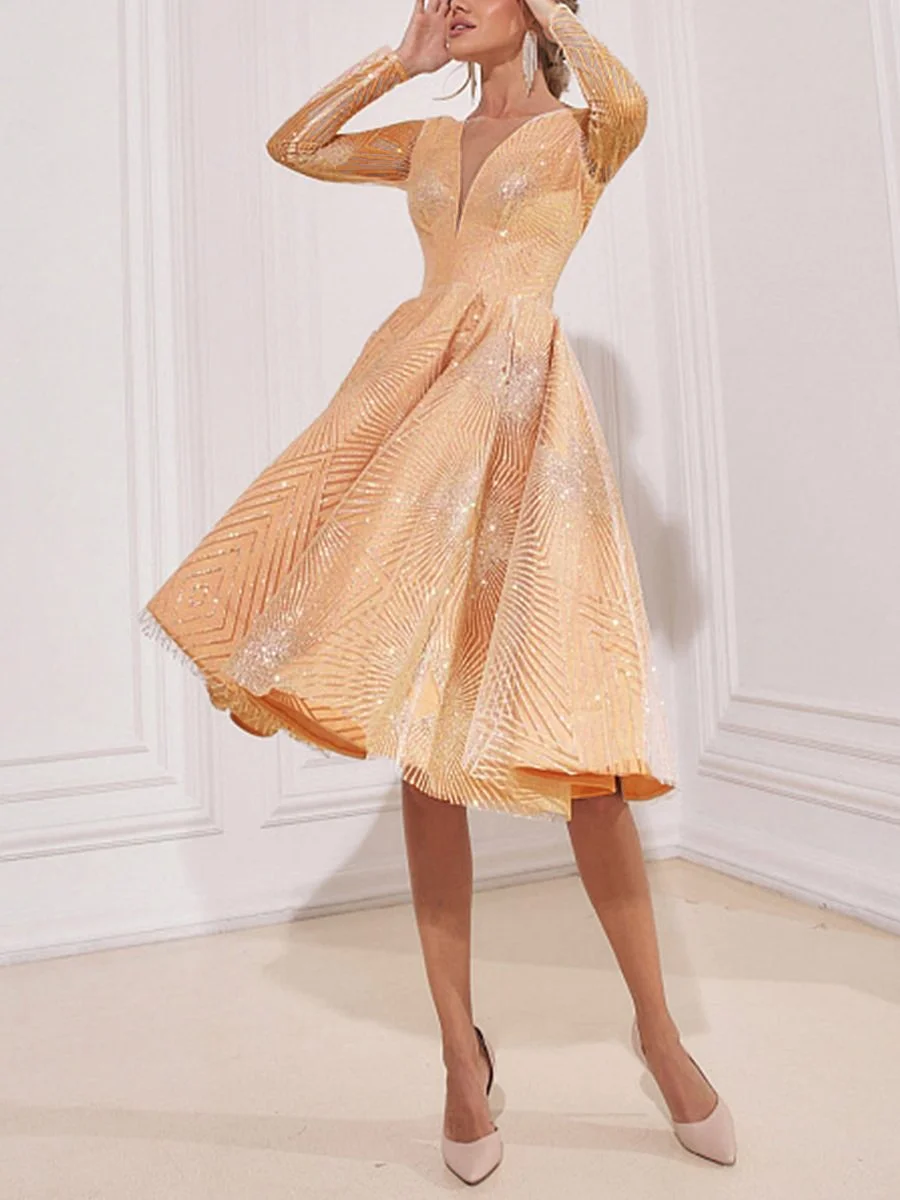 V-neck High Party Evening Dress