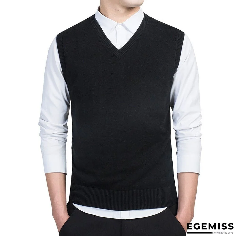 Men's Vest V-neck Solid Color Sweater | EGEMISS