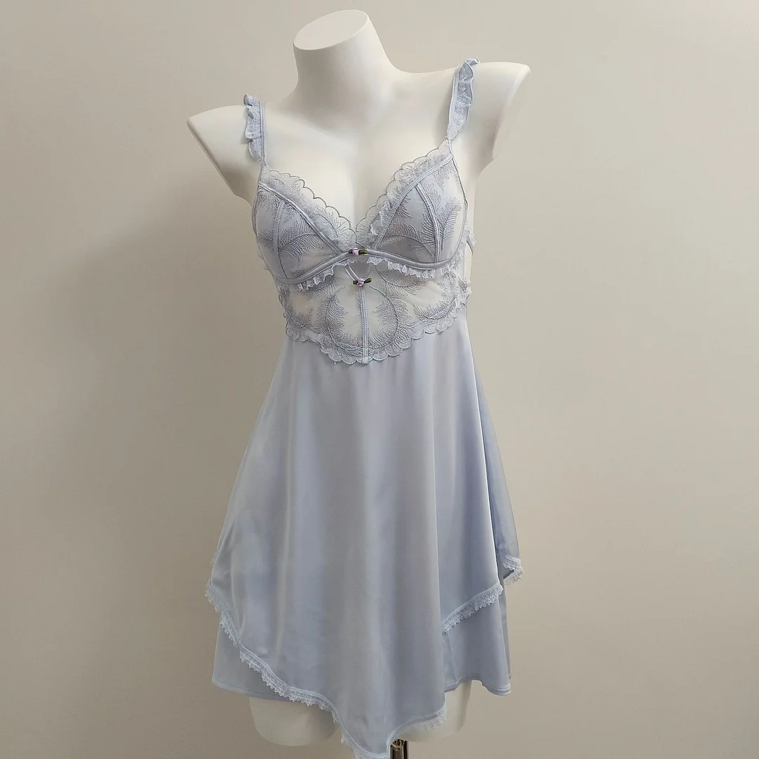 Churchf Churchf Lace Hollow With Chest Pad Sling Ice Spring And Autumn Cool Night Dress Beautiful High Sense Of Pajamas Female Pure Desire