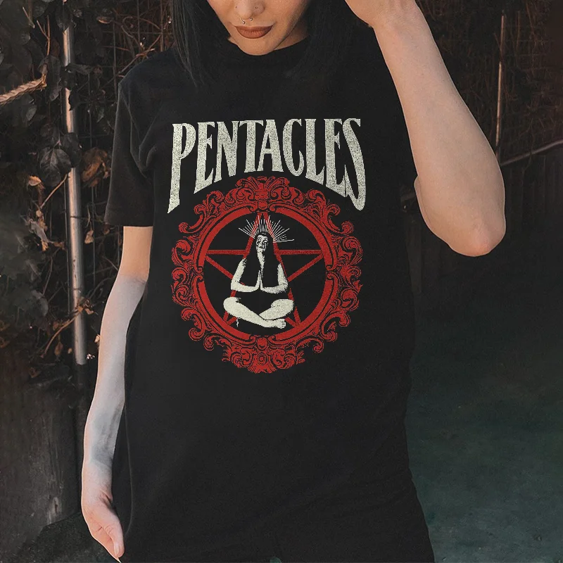 Pentacles Printed Women's T-shirt -  