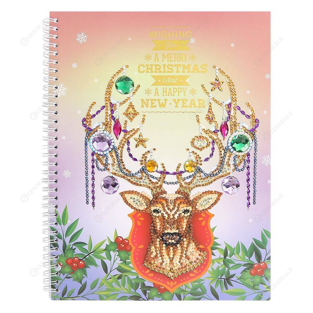 

Christmas Elk-DIY Creative Diamond 50 Pages A4 Notebook, 501 Original