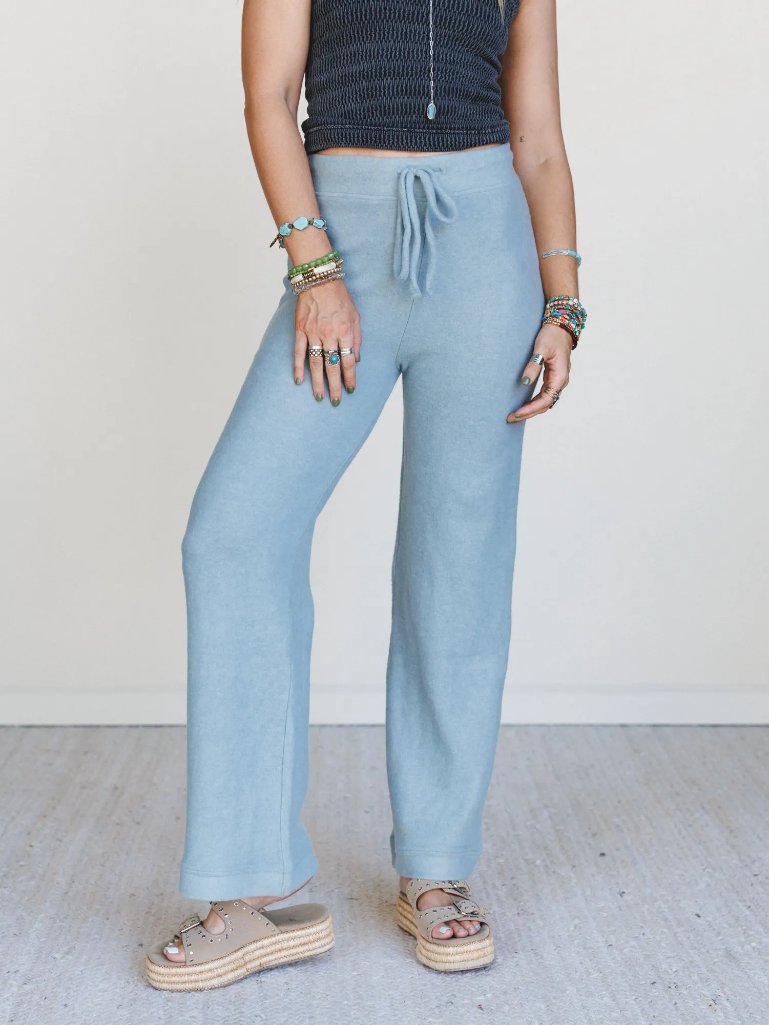 Sunday Soft Wide Leg Pants - Blue Grey