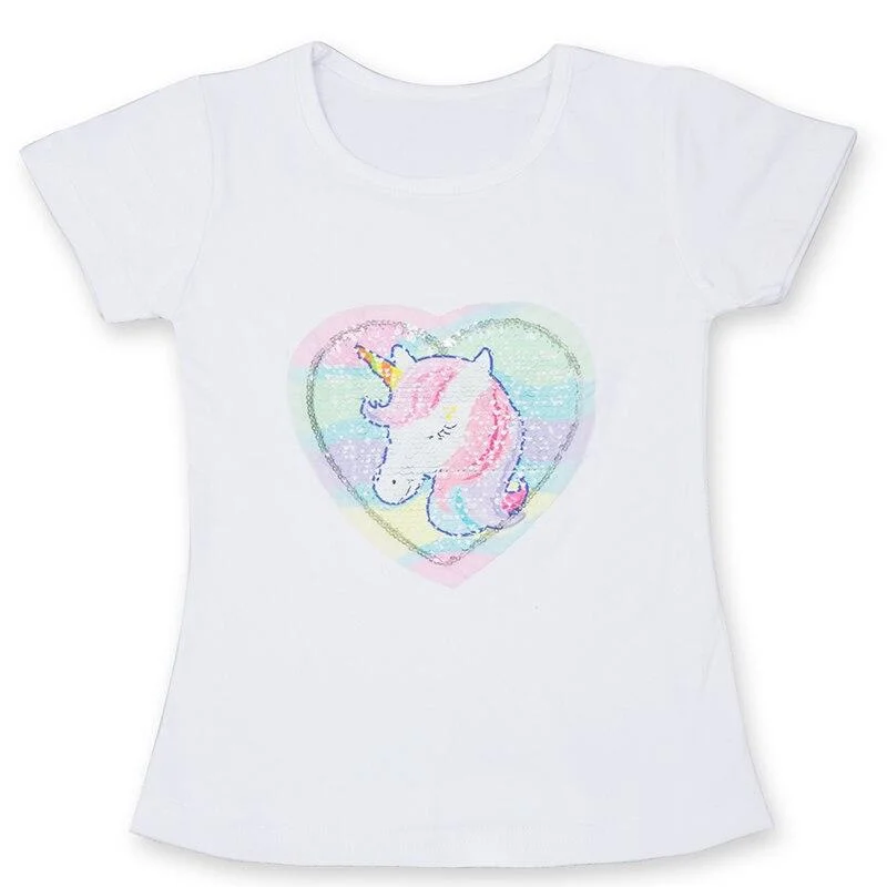 Black White Tees For Girl Boys T-shirts Short Sleeve Summer Clothes Cartoon Unicorn Unisex Tops Girl T shirts 3-8T Kids Clothing