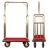 [US Local Warehouse] Hotel Luggage Cart 39Lx19Wx68H Inch Bellman Cart with 881lb Load Capacity 8-inch Silent Rubber Casters Carpet Deck Bumper Rails Hotel Service Trolley for Commercial Use Condos Resorts