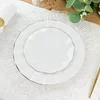 10 Pack | 6" White Hard Plastic Dessert Plates with Gold Ruffled Rim, Heavy Duty Disposable Salad Appetizer Dinnerware