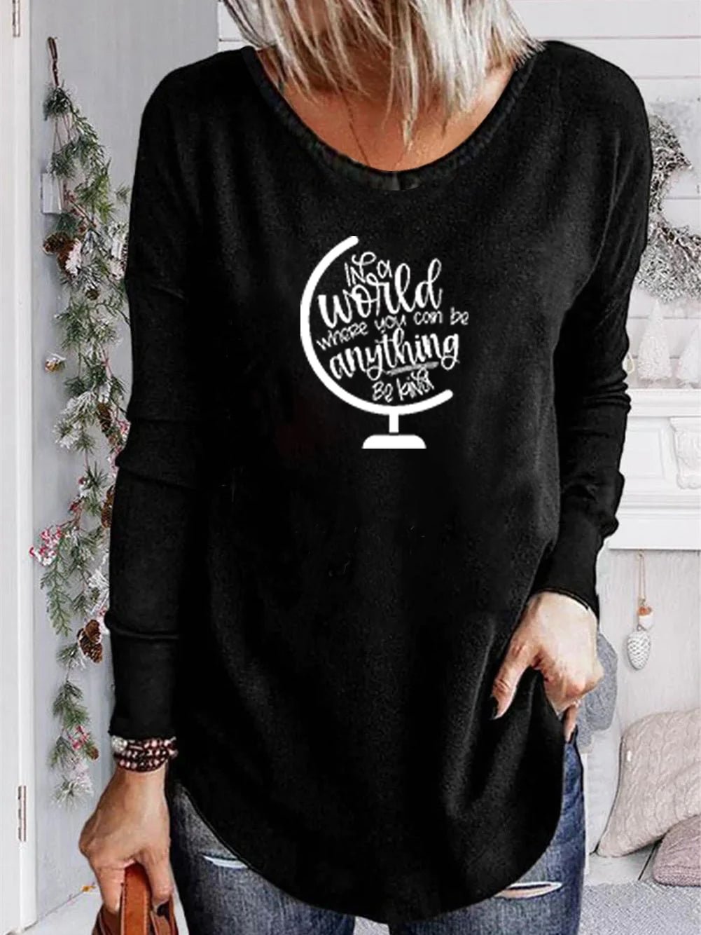 Unisex 100% Cotton Long Sleeve Crew Neck Be Kind Shirt