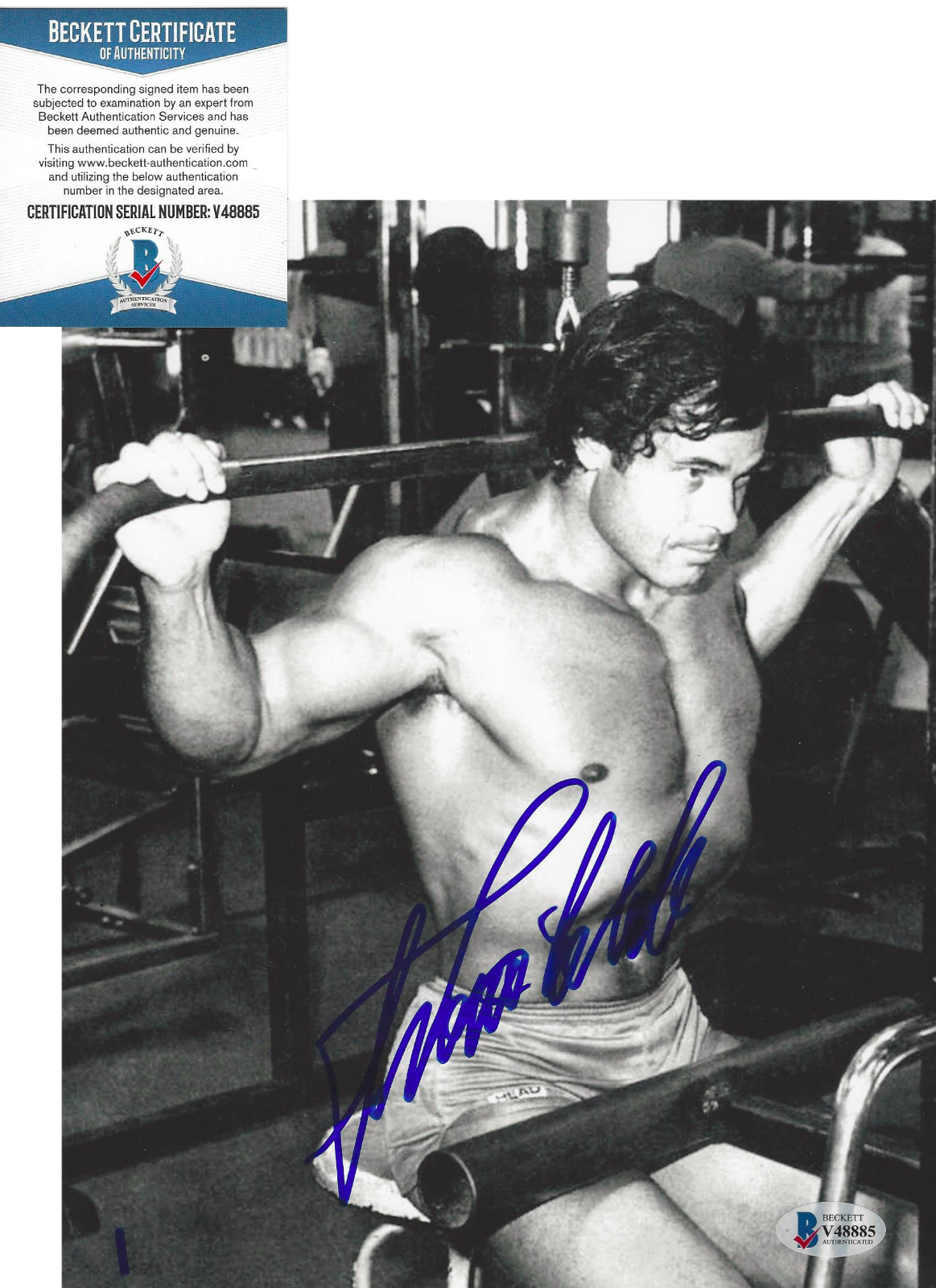 FRANCO COLUMBU MR. OLYMPIA BODYBUILDER SIGNED 8x10 Photo Poster painting 9 PROOF BECKETT COA BAS